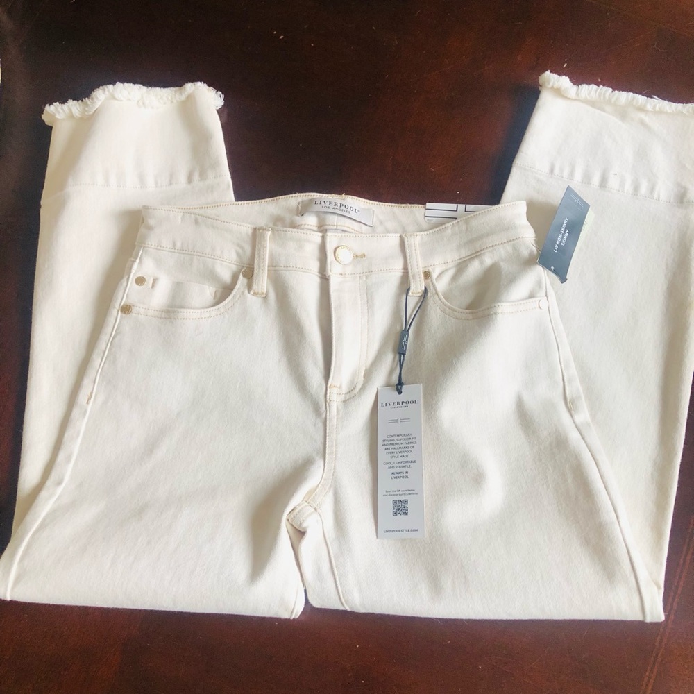New Liverpool Los Angeles Cream cropped Jeans - Picture 4 of 12